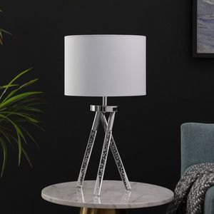 26.25\" Mid Century Birgit LED Acrylic Table <b>Lamp</b> with Tapered Legs <b>Silver</b> Metal-Unique Design In-Home Decor - Product Image 2