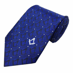 Corbata Masónica Best Seller 2026 Master Mason Blue Lodge Negra y Azul con Diseño de Puntos Cuadrados y Compás, Servicio OEM - Product Image 1