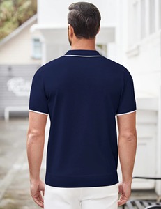 Polo homme manches courtes de haute qualité, col zippé, style décontracté, couleur unie, coupe classique, tricoté, prix abordable - Product Image 2