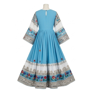 Vestido de novia afegano Kuchi de algodón de primera calidad para mujer, estilo Kurta Kurti, largo hasta el suelo, con estampado floral bordado y corte holgado. - Product Image 2
