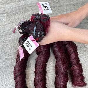 วิกผมลูกไม้ดิบบริสุทธิ์จากเวียดนาม100% สำหรับต่อผมแบบคู่สีเบอร์กันดีแบบสปริง - Product Image 4