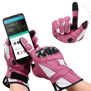 Gants de moto en cuir pour hommes, respirants, avec protection en fibre de carbone, compatibles écran tactile, coupe-vent, pour sports de plein air décontractés - Grande Vente - Product Image 6