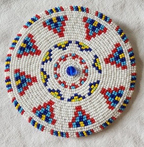 Round Beaded <b>Resin</b> Coaster Modern Style White Red Blue Yellow Pattern Waterproof Durable Promotional Gift NOUSHAD HANDICRAFTS - Product Image 1