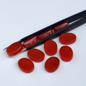 พลอยรูปไข่ธรรมชาติ ออนิกซ์สีแดง ทรงแบนแบบคาโบชอง หินเม็ดเดี่ยว - Product Image 4