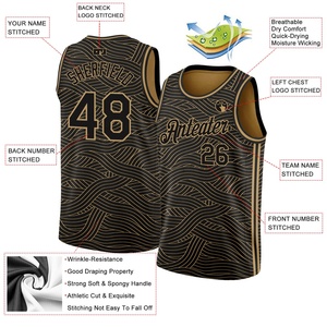 Camiseta de Baloncesto Personalizada con Nombre y Número, Diseño Negro y Dorado, Sin Mangas, Uniforme Deportivo para Equipo - Product Image 2