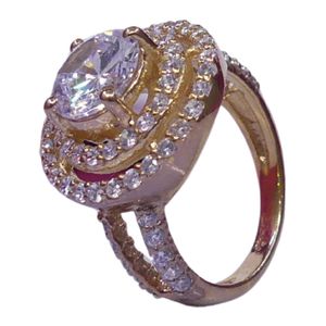 Gemvanity SR1463 14K Gold Plated Tibetan Buddhist Luxury Classic Channel Setting Brilliant Cut Moissanite Silver Gemstone <b>Ring</b> - Product Image 1