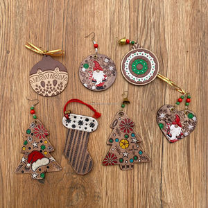 Adorno de Navidad de cuero hecho a mano personalizado, adorno de Navidad de cuero, forma redonda, decoración colgante, adornos de árbol de Navidad para el hogar - Product Image 4