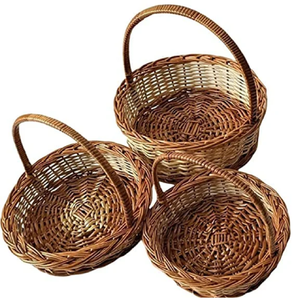 Charming Luxury Round Open-Weave <b>Bamboo</b> Gift Box <b>Basket</b> Attached Lid Metal Handle Hanging Function Available Wholesale Prices - Product Image 2