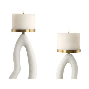 Ensemble de porte-bougies sculpturaux abstraits blancs, design texturé moderne avec base en cristal pour une décoration intérieure de luxe, qualité supérieure - Product Image 5