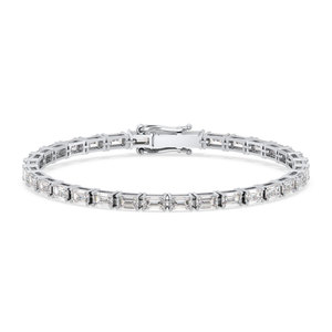 REYES High Quality 925 Sterling <b>Silver</b> 8.34Ct Emerald Cut Moissanite Tennis <b>Bracelet</b> Birthday Gift For Women Fine Jewelry - Product Image 1