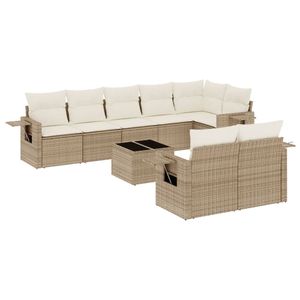 Ensemble de canapés de jardin en rotin PE beige avec structure en acier thermolaqué et verre trempé - Product Image 2