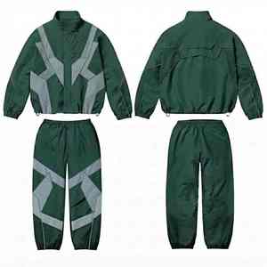 Chándal Deportivo para Hombre, Estampado, Cuello Redondo, Verde, Nailon, Manga Larga, Cierre de Cremallera, Corte Regular, Invierno, Resistente al Viento e Impermeable, 2 en 1 - Product Image 4