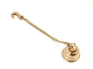 Solid Brass Hanging Bell With <b>Engraved</b> Patterns Hanging Decorative Ornament - Product Image 3