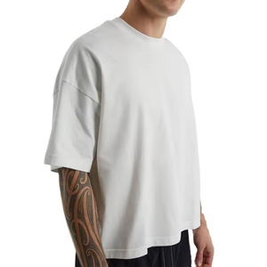 T-shirt Homme Vintage Délavé à l'Acide Coupe Courte Ample et Oversize en Coton Lourd 250g Respirant Col Rond Manches Courtes – Vente en Gros - Product Image 2