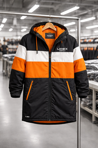 Stylish Color Block Swim <b>Parka</b> <b>Jacket</b>, Long Length <b>Waterproof</b> Coat with Zipper Pockets and Warm Inner Fleece Lining - Product Image 6