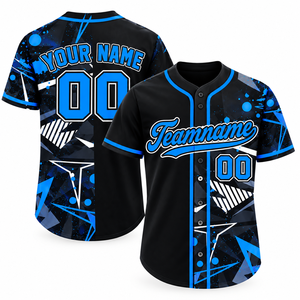 Maillot de baseball personnalisé sublimé, chemises de softball d'équipe à deux boutons, impression intégrale, nom et numéro personnalisés, uniformes de baseball en maille à manches courtes - Product Image 4