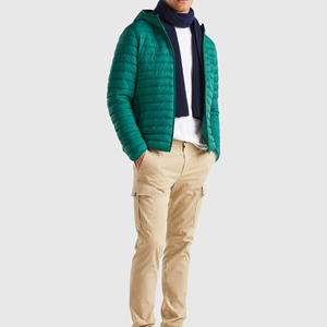 100% Nylon Puffer <b>Jacket</b> with Stand Collar Patchwork Design <b>Waterproof</b> & <b>Winter</b> Ready - Product Image 1