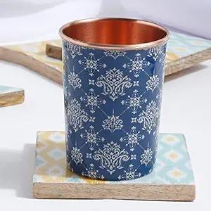 Bouteille d'eau en cuivre à motif bleu royal, décorative, design, anti-fuite, réutilisable, de qualité supérieure, pour boissons bien-être, cadeau de cuisine - Product Image 5