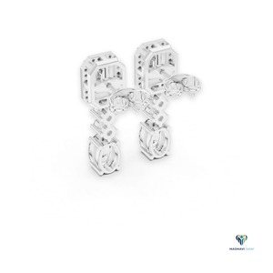 Boucles d'oreilles pendantes en or blanc 3,03 carats avec émeraude et diamant ovale cultivé en laboratoire, en or massif 18 carats - Product Image 2