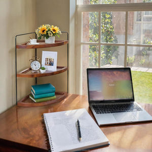 2-3 Tier Acacia Wood Corner Counter Organizer Multipurpose Wooden Storage <b>Shelving</b> Unit for <b>Bathroom</b> & Living Room - Product Image 5