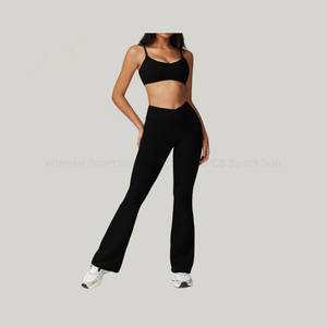 Ensemble de sport pour femme : Soutien-gorge de sport à fort impact, col rond, dos croisé, haute élasticité, séchage rapide, et leggings de sport pour la course, le yoga et l'entraînement. - Product Image 4