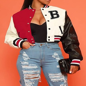 OEM Manufacturer Chenille Embroidery Street Wear <b>Baseball</b> Custom Logo Coat Breathable Women Cropped <b>Bomber</b> Varsity <b>Jacket</b> - Product Image 2