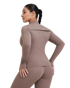 Regular Full Zipper Breathable Eco-Friendly Spandex/Nylon Front Logo Yoga <b>Jacket</b> Women's Athletic Sport Fitness <b>Workout</b> Running - Product Image 3