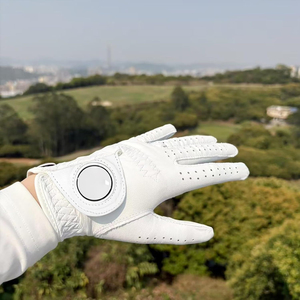 Gants de golf 2025 haut de gamme en cuir véritable antidérapants avec logo personnalisé, fermeture à enfiler et sangle de poignet réglable - Product Image 1