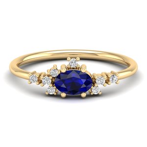 Anillo REYES de Lujo en Oro Sólido de 14K con Zafiro Azul Ovalado de 0.5 Quilates y Moissanita para Mujer, Joyería Fina con Piedra de Nacimiento - Product Image 6