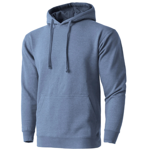 Men's <b>Blue</b> Hooded Sweatshirt Regular Fit Cotton Fleece Casual Pullover With Front Pocket Autumn Wear - Product Image 1