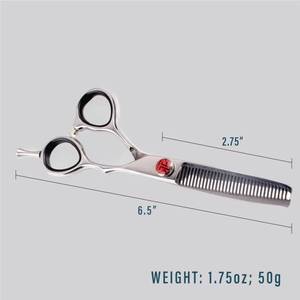 Ciseaux de coiffure Morje en acier inoxydable 440C, lame tranchante, 28 dents, pour droitiers, usage professionnel, manche moyen, légers - Product Image 2