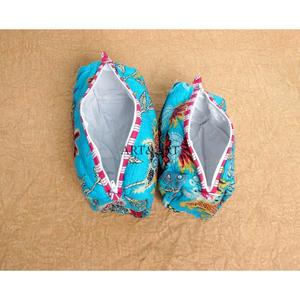 Handmade Reusable 3-Piece Large Multifunction <b>Vanity</b> Case Zipper Set Sustainable Indian blue Diagonal floral Block Printed bag - Product Image 6