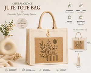 Bolsa de Yute Laminada Personalizada AMANI con Bolsillo Frontal y Cierre de Botón, Tamaño Mediano, Ecológica, Reutilizable, para Compras y Promociones - Product Image 5