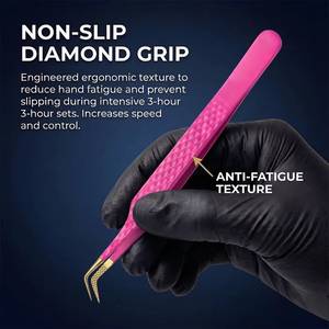 ชุดแหนบต่อขนตาแบบแม่นยำ สีชมพู ปลายหยักสแตนเลส พร้อมกล่องสีดำ - Product Image 4