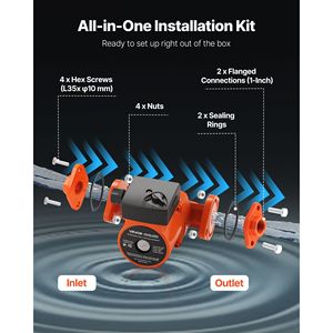 ปั๊มน้ำร้อนแบบหมุนเวียน F-007-F5-71FC สำหรับเครื่องทำความร้อนในบ้าน ทำจากเหล็กหล่อ 23 GPM AC 120V พร้อมข้อต่อหน้าแปลนขนาด 1 นิ้ว สายส่งน้ำร้อนยาว 16 ฟุต - Product Image 3