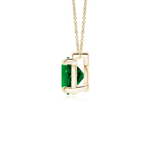 Pendentif solitaire émeraude taille brillant vintage Vaayu Jewels en or 18K 14K 10K et argent 925 935 plaqué rhodium, serti griffe, pour femme - Product Image 4
