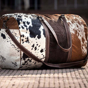 Wholesale Premium quality cowhide leather hair travel bag <b>luggage</b> bags custom OEM supplier export for sale in wholesale price - Product Image 5