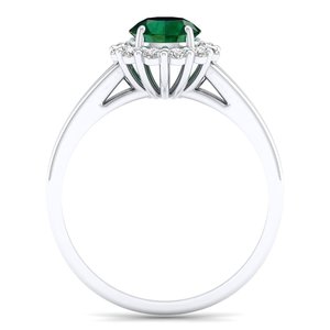 Anillo Halo de Oro Blanco de 14K y 18K con Esmeralda y Moissanita, Joyería Fina de Lujo REYES, Regalo de Aniversario - Product Image 4