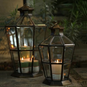 Vintage Designer Copper Metal Hanging Glass Candle <b>Lantern</b> Home Decoration Tabletop <b>Lantern</b> With Handle At Reasonable Price - Product Image 1