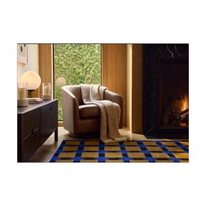 Blue Gold Geometric Checkered <b>Hand</b> <b>Tufted</b> <b>Rug</b> Modern Area Carpet Bold Pattern Soft Indoor <b>Rug</b> for Living Room Bedroom Home Decor - Product Image 4