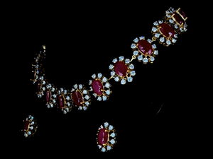 Conjunto de Collar de Oro Sólido de 18K con Diamantes y Rubíes, Corte Brillante, Diamantes Naturales con Certificación IGI, Regalo Moderno, Joyería para Bodas, Unisex de Lujo - Product Image 3