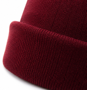 หมวกบีนนี่อะคริลิคสีแดงแบบมีขอบ  หมวกฤดูหนาวสีพื้น  แบบยูนิเซ็กส์ สไตล์ลำลอง - Product Image 2