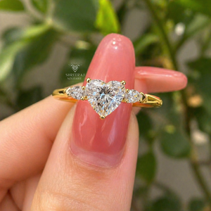 Anillo de Diamante Cultivado en Laboratorio con Forma de Corazón, 1Ct 2Ct, Certificado IGI, Anillo de Compromiso con Diamantes Laterales en Forma de Pera, Oro de 14K, Fabricación Directa, Venta al Por Mayor - Product Image 1