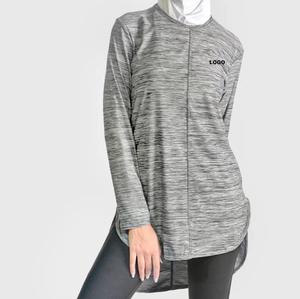 OEM Services High Quality Crew Neck Long Sleeved T-Shirt Active Streetwear Women Modest T Shirts For Females Long Length t-Shirt - Product Image 3