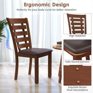 Set di 2 sedie da pranzo in legno con seduta imbottita e struttura in legno di gomma - Product Image 5