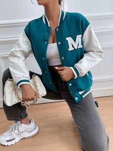 OEM Custom Vintage College Baseball Varsity Bomber Jacket Women Embroidery Letterman Style Camouflage Cotton Lining - Product Image 6