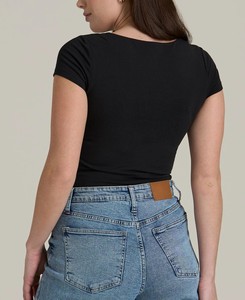 New Arrival Women's <b>Black</b> <b>Short</b> Sleeve Bodysuit Scoop Neck Tummy Control Slim Fit Seamless Activewear Breathable OEM ODM - Product Image 3