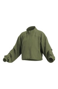 Blouson vert olive pour femme, manches longues, fermeture éclair, coupe-vent, col montant, longueur courte, idéal pour l'été - Product Image 3