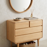 Commode à 4 tiroirs en teck moderne pour chambre à coucher, salon, hôtel - Commode de style scandinave en bois massif de haute qualité