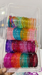 Handmade <b>Rainbow</b> Glass Bangles Colourful Multi Colour Striped Glass <b>Bracelets</b> Traditional Indian Glass Jewelry for Women Bulk - Product Image 2